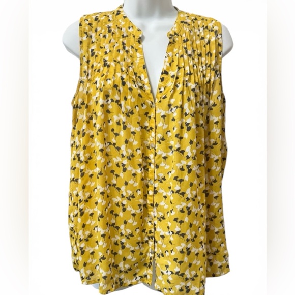 Sunday in Brooklyn Tops - Anthropologie Sunday in Brooklyn Yellow Floral Sleeveless Top Medium